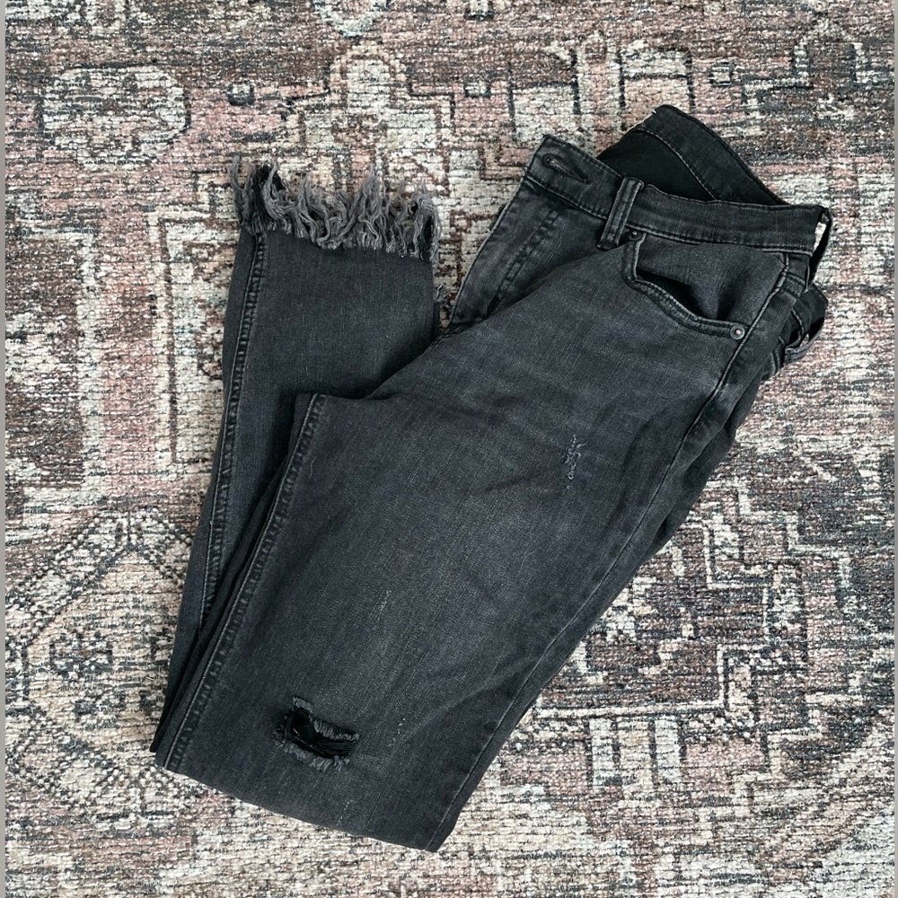 Free People Frayed Black Jeans